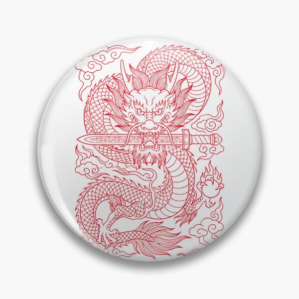 Item preview, Fierce Red Vietnamese Dragon with Sword - Tran Dynasty Dragon Fantasy  designed and sold by Rising Drake.