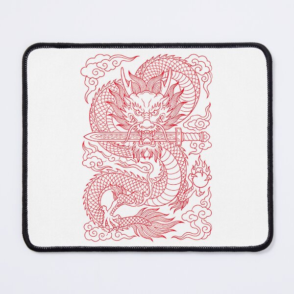 Item preview, Fierce Red Vietnamese Dragon with Sword - Tran Dynasty Dragon Fantasy  designed and sold by Rising Drake.