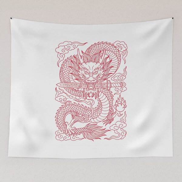 Item preview, Fierce Red Vietnamese Dragon with Sword - Tran Dynasty Dragon Fantasy  designed and sold by Rising Drake.