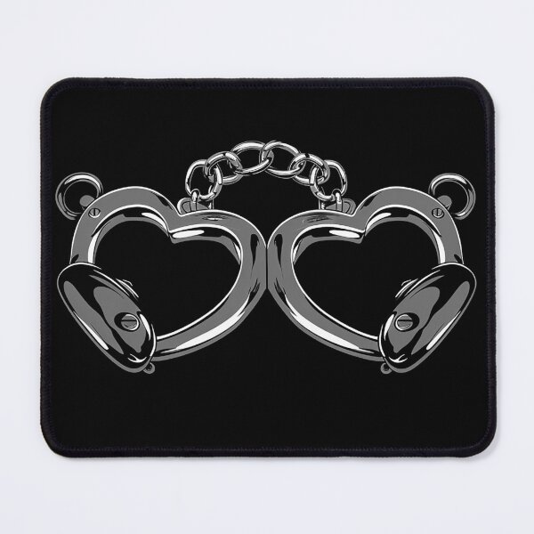 Item preview, Heart Shaped Handcuffs Romantic Chain Love Symbol Black and White Art designed and sold by inkoutninja.
