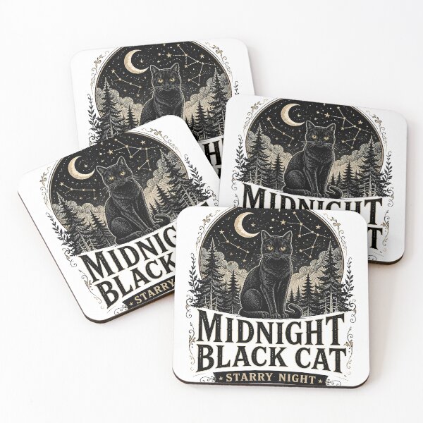 Item preview, Midnight Black Cat Starry Night Vintage Engraving designed and sold by BernoNickel.