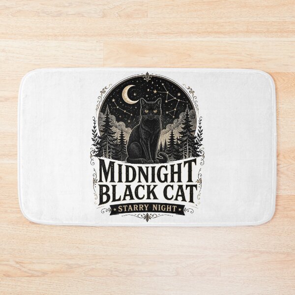 Item preview, Midnight Black Cat Starry Night Vintage Engraving designed and sold by BernoNickel.