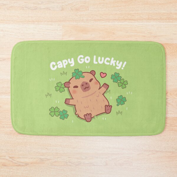 Item preview, Cute Capy Go Lucky Capybara Chilling In Four Leaf Clover Patch designed and sold by rustydoodle.