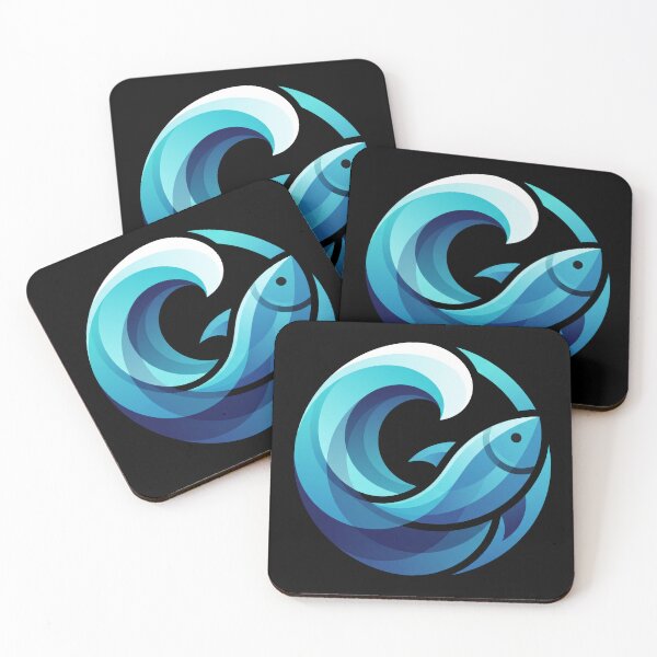 Item preview, Abstract Blue Fish Wave Logo Artwork - Ocean Nature Graphic designed and sold by seven things shop.