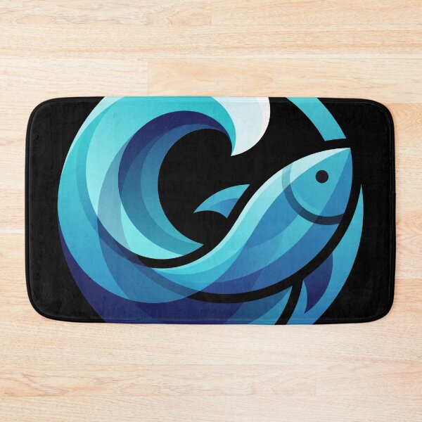 Item preview, Abstract Blue Fish Wave Logo Artwork - Ocean Nature Graphic designed and sold by seven things shop.