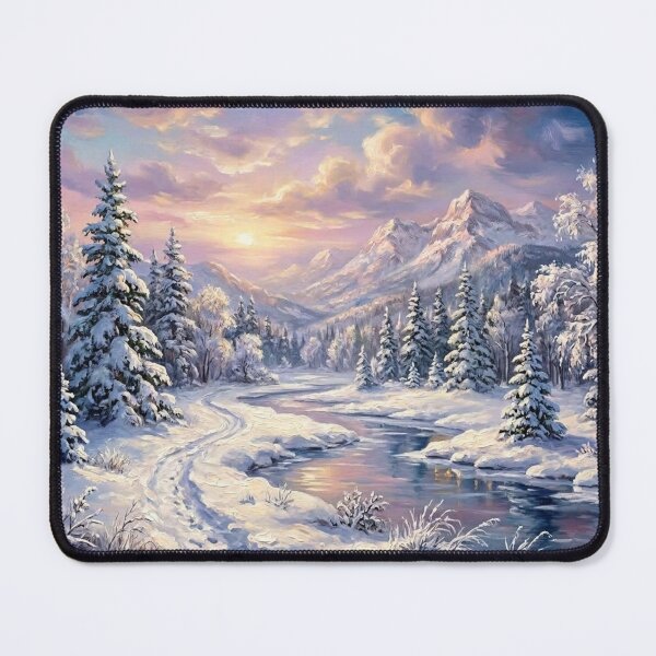 Item preview, Winter Landscape Oil Painting Mountains Snow Sunset designed and sold by JonelleTshirts.
