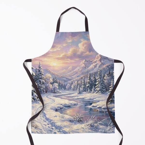 Item preview, Winter Landscape Oil Painting Mountains Snow Sunset designed and sold by JonelleTshirts.