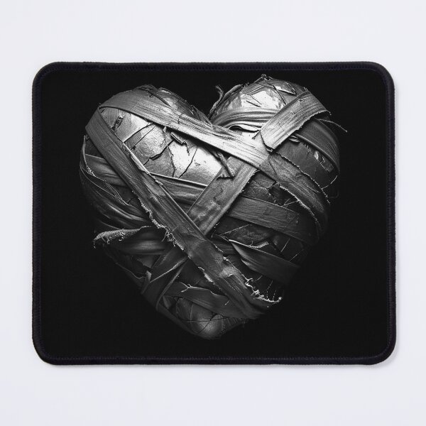Item preview, Bandaged Broken Heart Gothic Wounded Love Black and White Art Design designed and sold by inkoutninja.