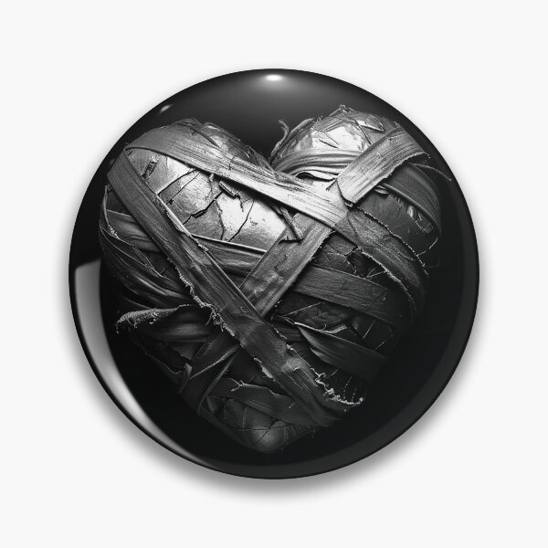 Item preview, Bandaged Broken Heart Gothic Wounded Love Black and White Art Design designed and sold by inkoutninja.