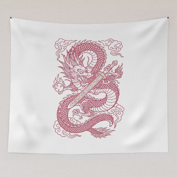 Item preview, Crimson Asian Dragon & Sword - Traditional Vietnamese Art designed and sold by Rising Drake.