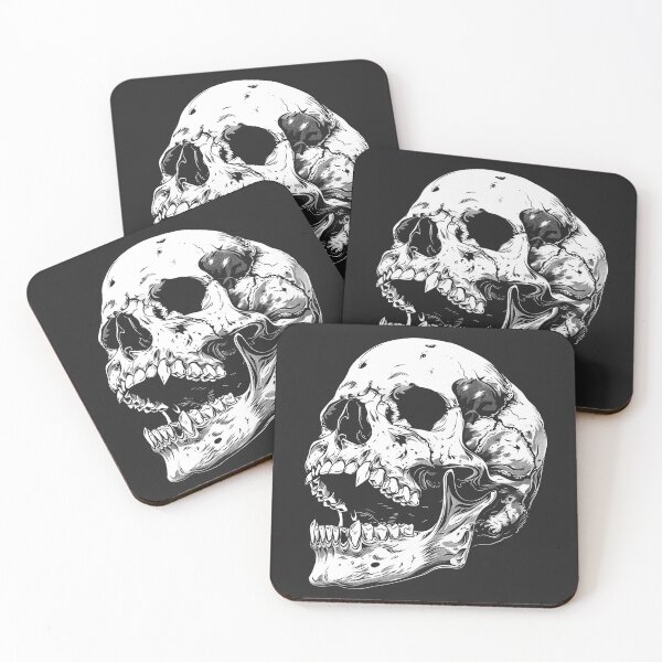 Item preview, Primate Skull with Fangs Gothic Ape Anatomy Black and White Art Design designed and sold by inkoutninja.