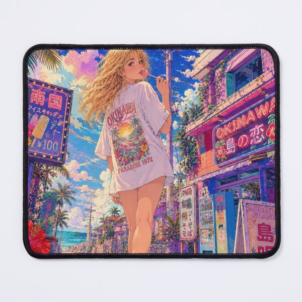 Item preview, Okinawa Retro Summer Girl – Japanese Vintage Pop Art, Tropical Island & Ice Candy designed and sold by アミヤジャ.