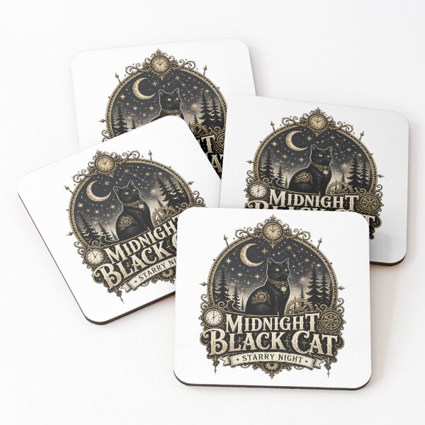Item preview, Midnight Black Cat Starry Night Steampunk Vintage designed and sold by KristenosNehk.