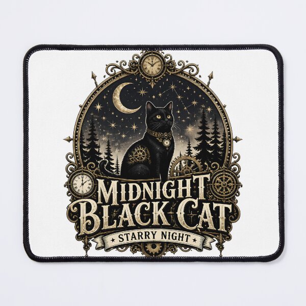 Item preview, Midnight Black Cat Starry Night Steampunk Vintage designed and sold by KristenosNehk.