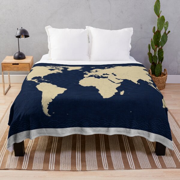 Item preview, Indigo Textile World Map Winkel Tripel designed and sold by kuradoshanon.