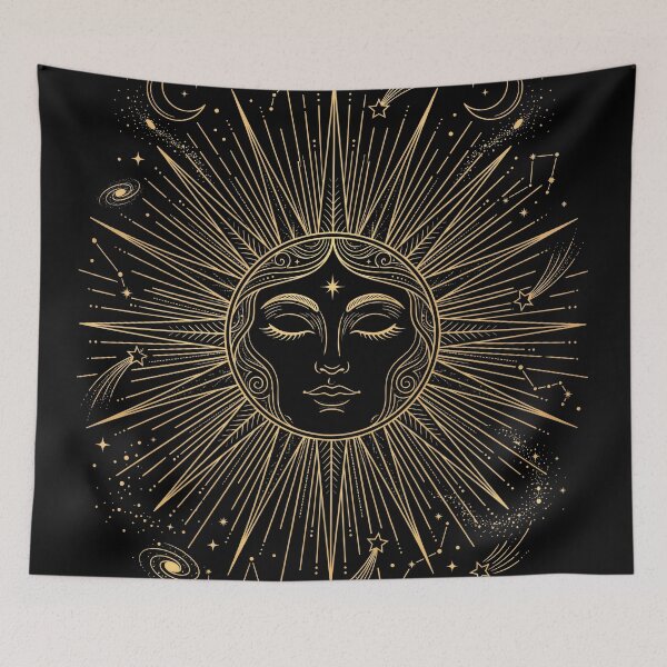 Item preview, Celestial Sun Face Vintage Celestial Moon and Stars Mystical Gold Graphic designed and sold by seven things shop.