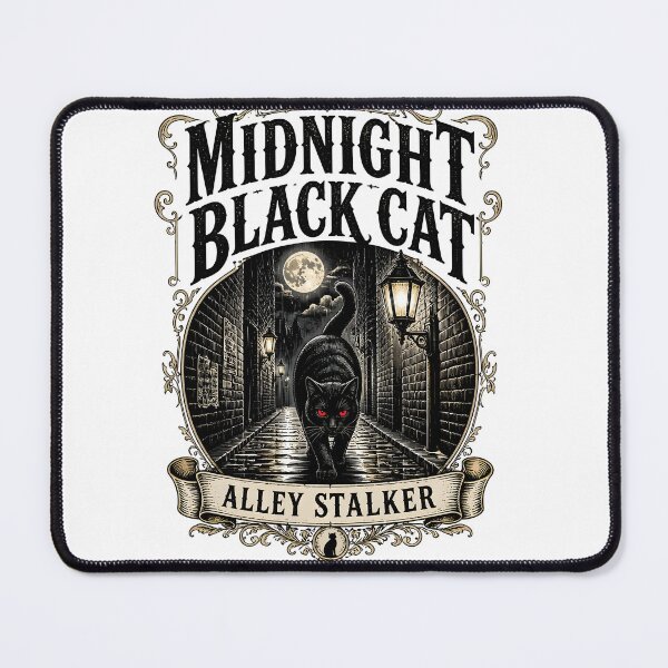 Item preview, Midnight Black Cat Alley Stalker Vintage Engraving designed and sold by BernoNickel.