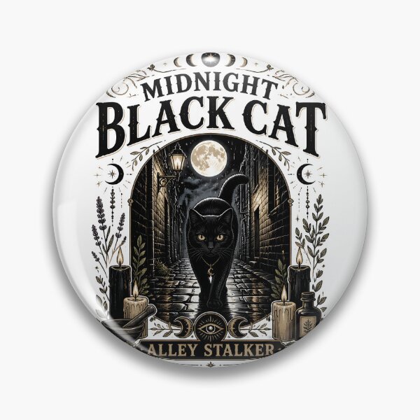 Item preview, Midnight Black Cat Alley Stalker Witchy Occult designed and sold by KristenosNehk.