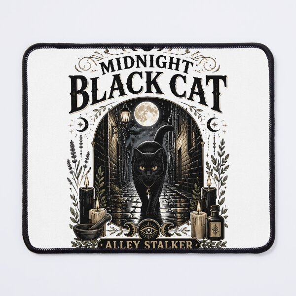 Item preview, Midnight Black Cat Alley Stalker Witchy Occult designed and sold by KristenosNehk.