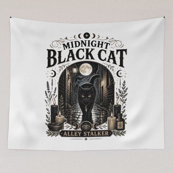 Item preview, Midnight Black Cat Alley Stalker Witchy Occult designed and sold by KristenosNehk.