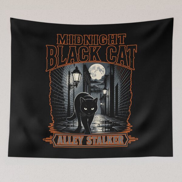 Item preview, Midnight Black Cat Alley Stalker Minimal Silhouette designed and sold by BernoNickel.