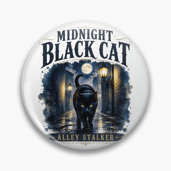 Item preview, Midnight Black Cat Alley Stalker Watercolor Fantasy designed and sold by BernoNickel.