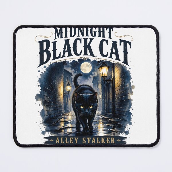 Item preview, Midnight Black Cat Alley Stalker Watercolor Fantasy designed and sold by BernoNickel.