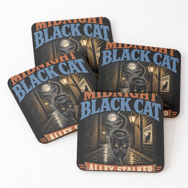 Item preview, Midnight Black Cat Alley Stalker Retro Halloween designed and sold by BernoNickel.