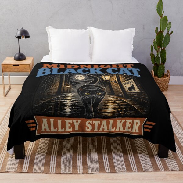 Item preview, Midnight Black Cat Alley Stalker Retro Halloween designed and sold by BernoNickel.