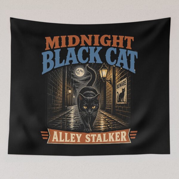 Item preview, Midnight Black Cat Alley Stalker Retro Halloween designed and sold by BernoNickel.