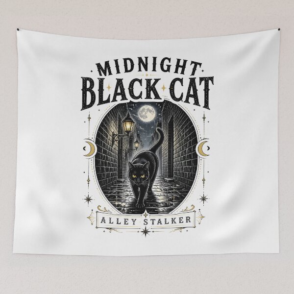 Item preview, Midnight Black Cat Alley Stalker Line Art + Dotwork designed and sold by KristenosNehk.