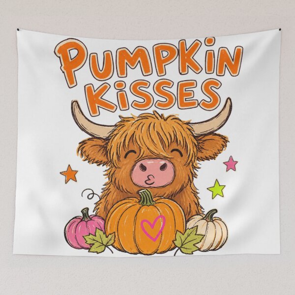 Item preview, Cute Highland Cow Autumn Pumpkin Kisses designed and sold by CRMediaGroup.
