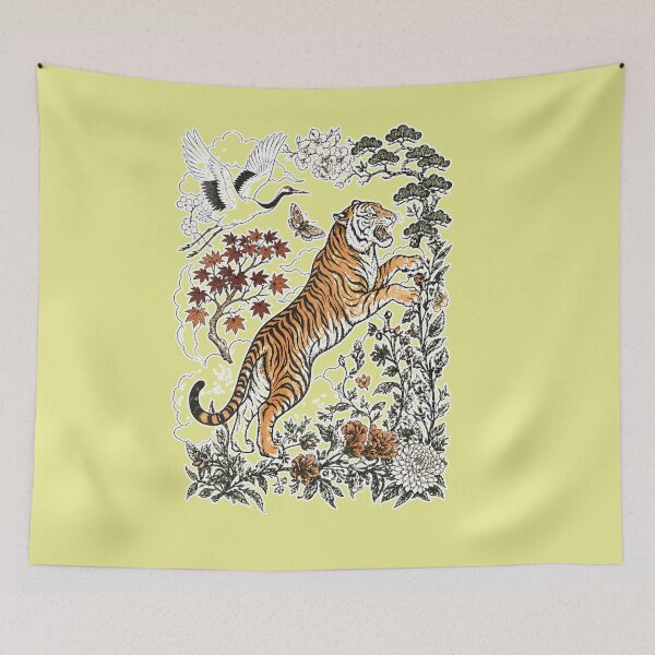 Item preview, Retro Tiger, Vintage Wild Cat, Linocut Animal, Boho Cottagecore Tiger designed and sold by Felipe-barg.
