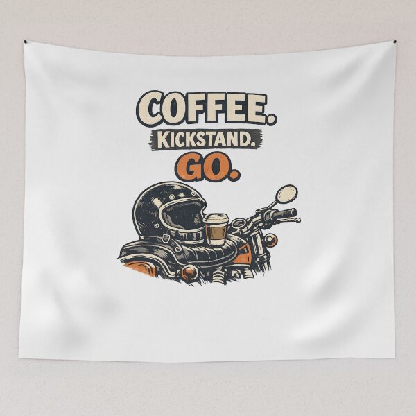 Item preview, Coffee Kickstand Go Funny Motorcycle Rider Shirt designed and sold by Naviora.