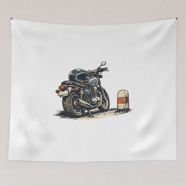 Item preview, Empty Road Vintage Motorcycle Hand Drawn Rider Art designed and sold by Naviora.