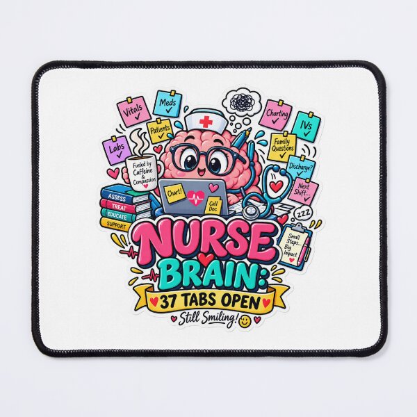 Item preview, Nurse Brain 37 Tabs Open – Funny Nurse Nursing Sticker designed and sold by Dr. Heartbeat.