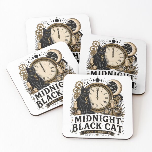 Item preview, Midnight Black Cat Clock Strikes 12 Witchy Occult designed and sold by KristenosNehk.