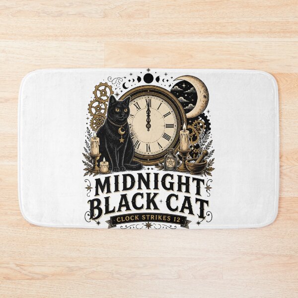 Item preview, Midnight Black Cat Clock Strikes 12 Witchy Occult designed and sold by KristenosNehk.