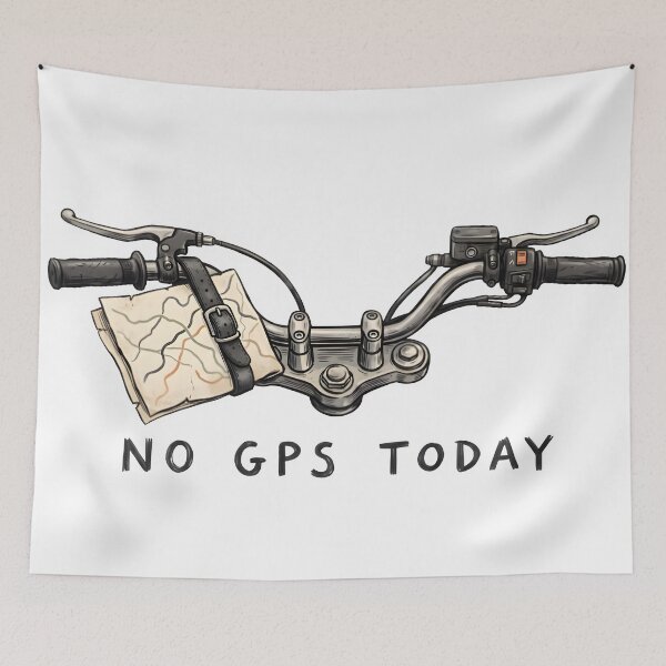 Item preview, No GPS Today Motorcycle Road Trip Rider Design designed and sold by Naviora.