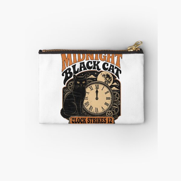 Item preview, Midnight Black Cat Clock Strikes 12 Retro Halloween designed and sold by BernoNickel.