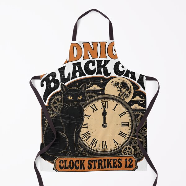 Item preview, Midnight Black Cat Clock Strikes 12 Retro Halloween designed and sold by BernoNickel.