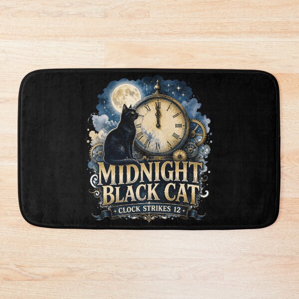 Item preview, Midnight Black Cat Clock Strikes 12 Watercolor Fantasy designed and sold by BernoNickel.