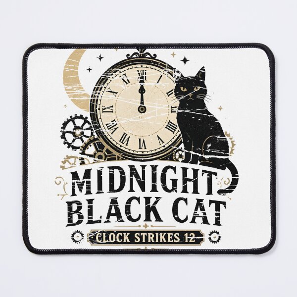 Item preview, Midnight Black Cat Clock Strikes 12 Minimal Silhouette designed and sold by BernoNickel.