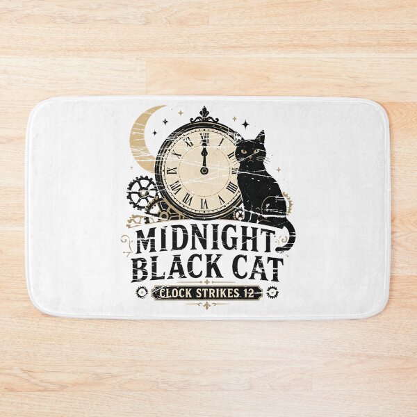 Item preview, Midnight Black Cat Clock Strikes 12 Minimal Silhouette designed and sold by BernoNickel.