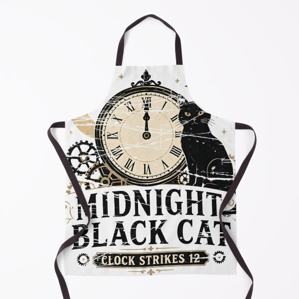 Item preview, Midnight Black Cat Clock Strikes 12 Minimal Silhouette designed and sold by BernoNickel.