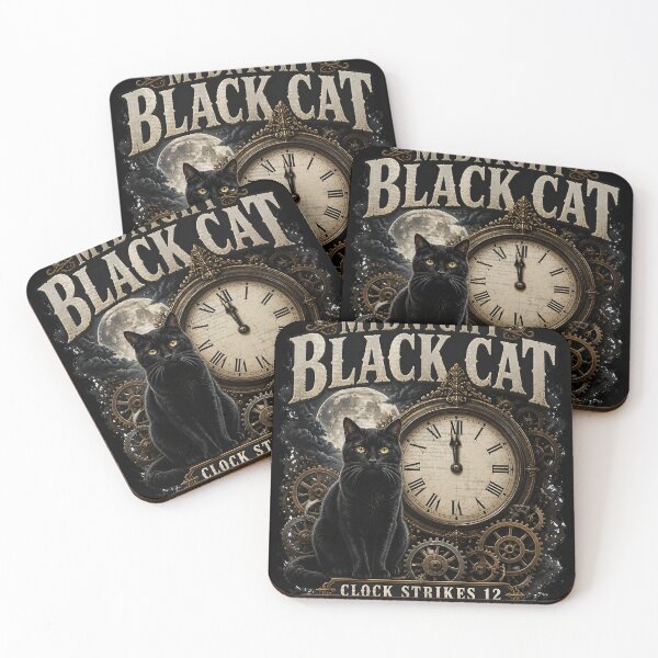 Item preview, Midnight Black Cat Clock Strikes 12 Dark Realistic designed and sold by BernoNickel.