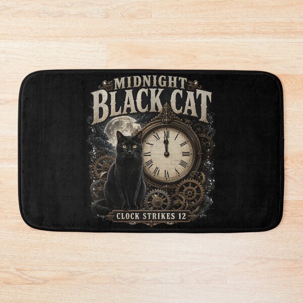 Item preview, Midnight Black Cat Clock Strikes 12 Dark Realistic designed and sold by BernoNickel.