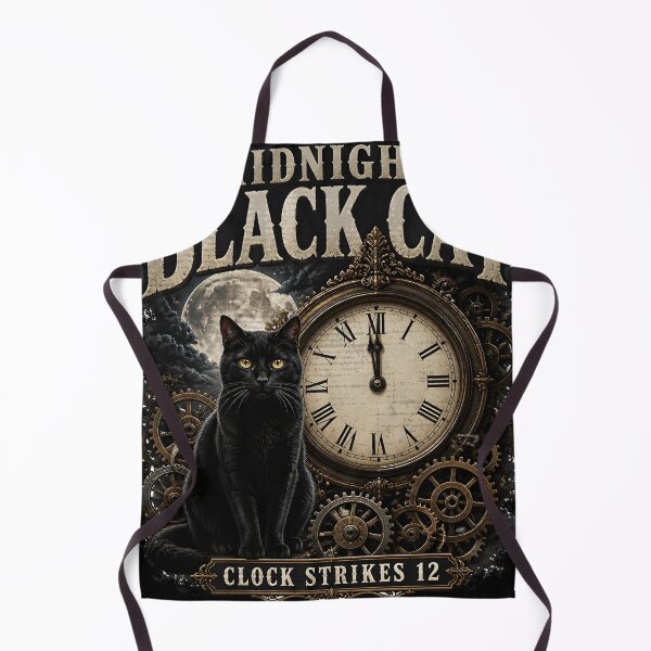 Item preview, Midnight Black Cat Clock Strikes 12 Dark Realistic designed and sold by BernoNickel.