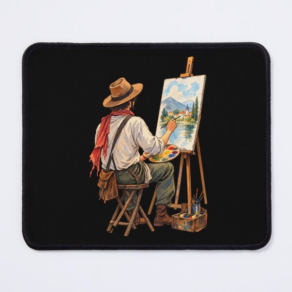 Item preview, Watercolor Traveling Artist Painting a Mountain Village designed and sold by optimusprime39.