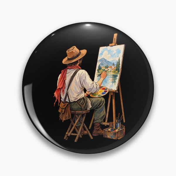 Item preview, Watercolor Traveling Artist Painting a Mountain Village designed and sold by optimusprime39.